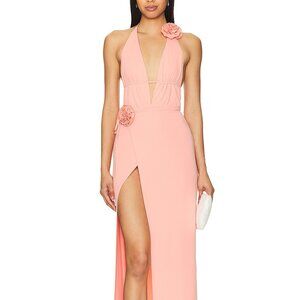 Elegant Pink Halter Dress